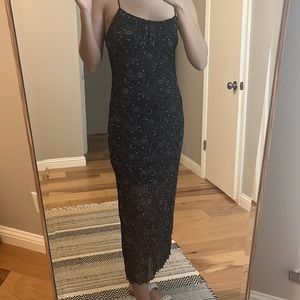 Cosmos print black dress